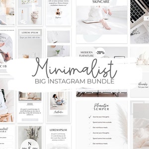 Minimalistische instagrambundel, Canva instagrambundelkit, Instagram-verhaalsjabloon, Instagram-postsjabloon, sociale media-sjablonen