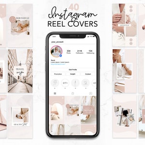 Canva Instagram Reel Covers, Instagram Reel Cover Template, Instagram Reels video covers, Pink Instagram thumbnails, Boho Instagram reels