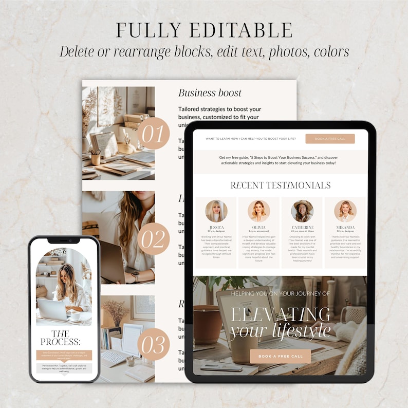 Coach website Canva Template for Coach Landing Page Website Life Coach Website Canva Sales Page Template Coaching Website Design Canva Boho