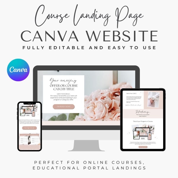 Canva Landing Page Course Canva Website Template for Coach Course Creator Influencer Landing Page Website Coaching Program Service Business