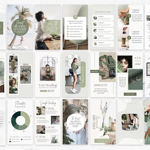 Green instagram templates for coach Health coach instagram posts and stories Nutrition Coach Instagram Template Wellness Coach Instagram
