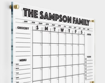 Acrylic Family Calendar | Dry Erase Planner Board | Custom Wall Calendar with Side Notes | Monthly Weekly Planner Calendar 2024