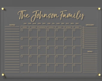 Acryl Familienkalender, goldfarbener Text, trocken abwischbarer Monatsplaner, wöchentlich, 2025 großer Wandkalender, mit Marker, Wandtafel für Wohnkultur