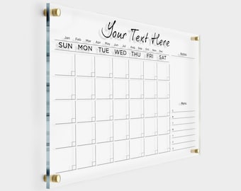 PERSONALIZE Calendar for Wall | Wall Calendar with Side Notes Monthly Weekly 2024 Wall Calendar | Acrylic Family Calendar | Planner for Wall