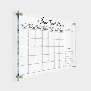 PERSONALIZE Calendar for Wall | Wall Calendar with Side Notes Monthly Weekly 2024 Wall Calendar | Acrylic Family Calendar | Planner for Wall