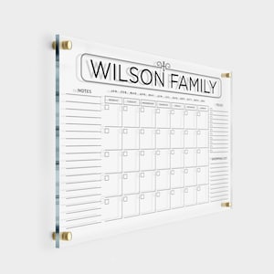 Acrylic Family Calendar | Dry Erase Planner | Custom Wall Calendar with Side Notes | Monthly and Weekly Calendar 2025 with Marker