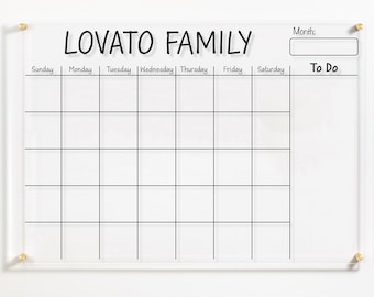 Dry Erase Personalized Acrylic Calendar | Dry Erase Board | Custom Wall Calendar with Side Notes | Monthly Weekly Calendar 2024 with Marker