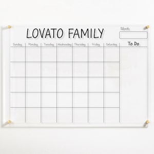 Dry Erase Personalized Acrylic Calendar | Dry Erase Board | Custom Wall Calendar with Side Notes | Monthly Weekly Calendar 2025 with Marker