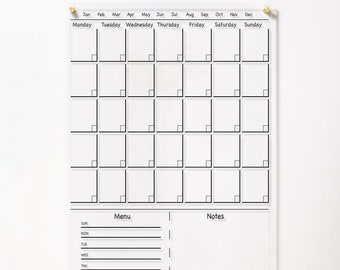 Large Acrylic Calendar | Dry Erase Board |  Monthly and Weekly Family Calendar 2023 | Custom Wall Calendar with Side Notes