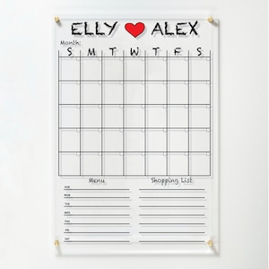 Large Acrylic Calendar | Dry Erase Planner with Marker | Couple Wall Calendar with Side Notes | Monthly Calendar 2025 for Family