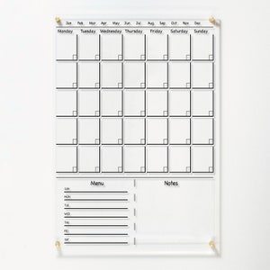Large Personalized Acrylic Calendar | Dry Erase Family  Board | Custom Wall Calendar with Side Notes | Monthly and Weekly Calendar 2025