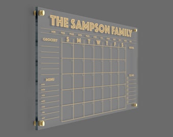 Acrylic Calendar for Wall | Acrylic Dry Erase Family Planner | Custom Wall Calendar with Side Notes | Monthly Weekly Planner Calendar 2024
