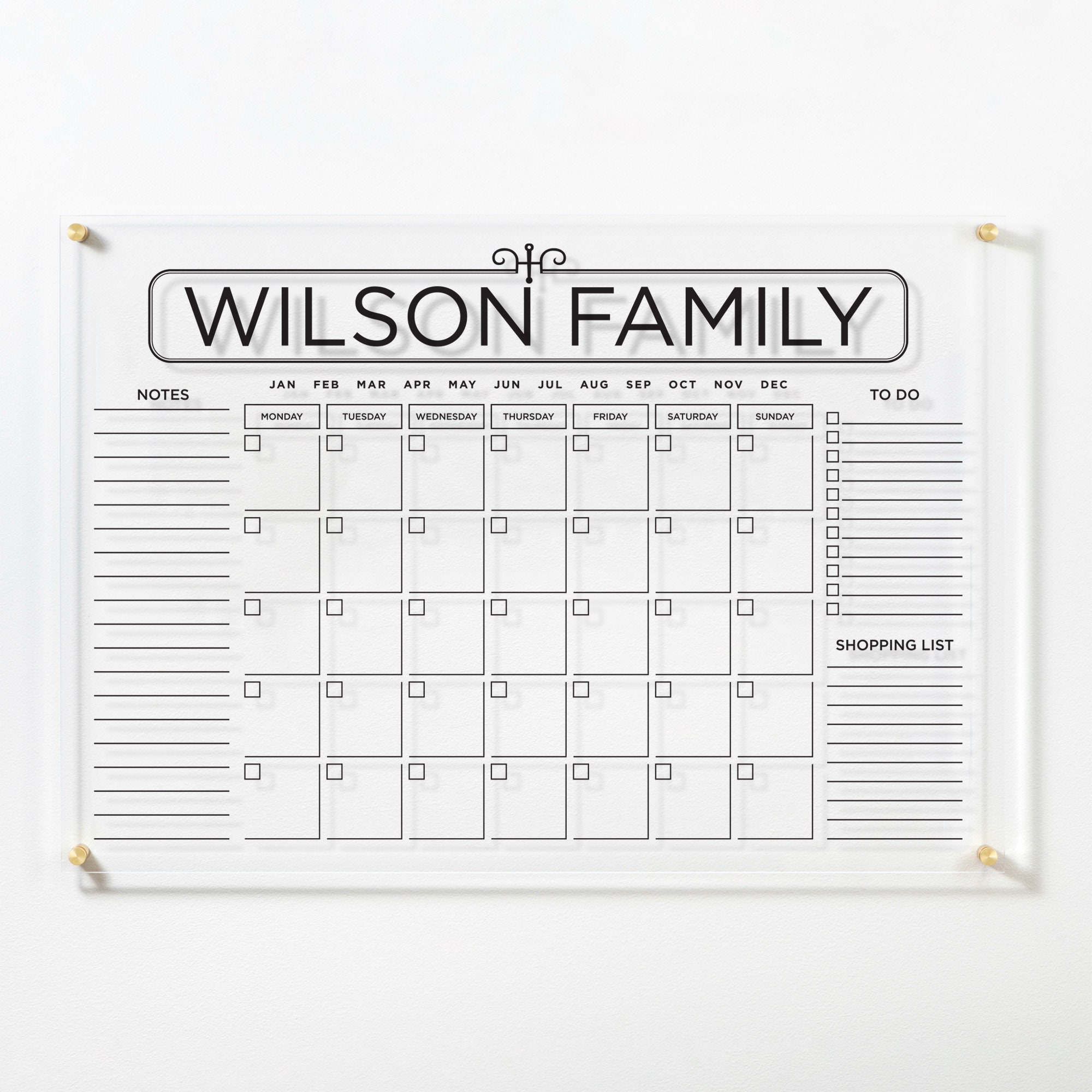 Acrylic Family Calendar Dry Erase Planner Custom Wall Etsy Australia