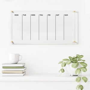 Acrylic Weekly Planner |  Dry Erase Weekly Calendar |Personalized Dry Erase Board | Family Calendar for Wall | Notes |To Do List with Marker