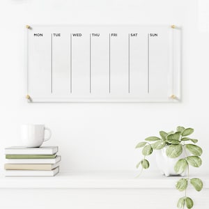 Acrylic Weekly Planner |  Dry Erase Weekly Calendar |Personalized Dry Erase Board | Family Calendar for Wall | Notes |To Do List with Marker