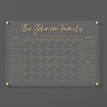 Gold Text Acrylic Calendar for Wall | Personalized Monthly Family Calendar | Dry Erase Note Board Planner