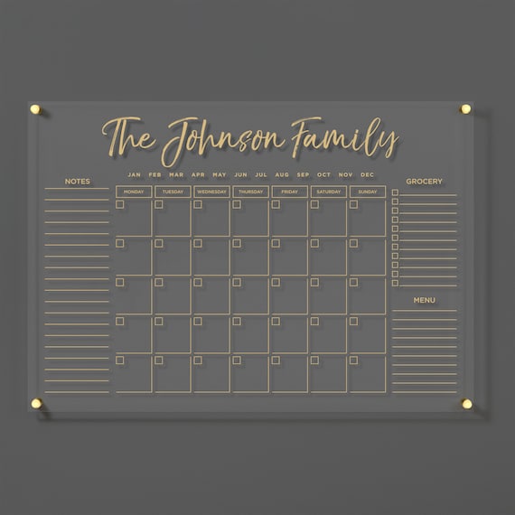 FREE PREVIEW Acrylic Family Planner Personalized Monthly - Etsy UK