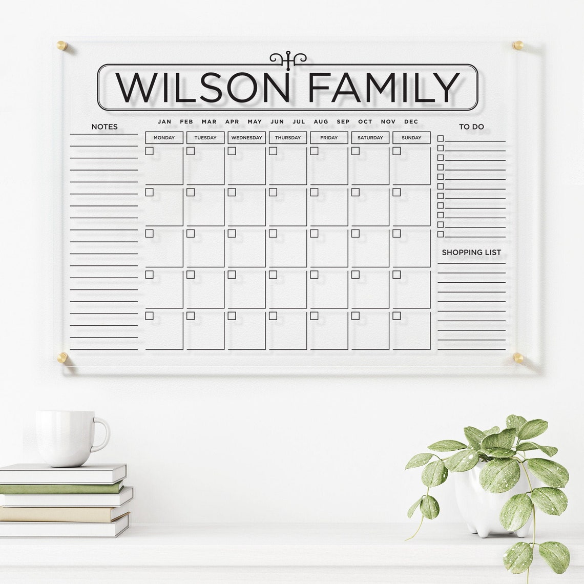 Acrylic Family Calendar Dry Erase Planner Custom Wall Etsy