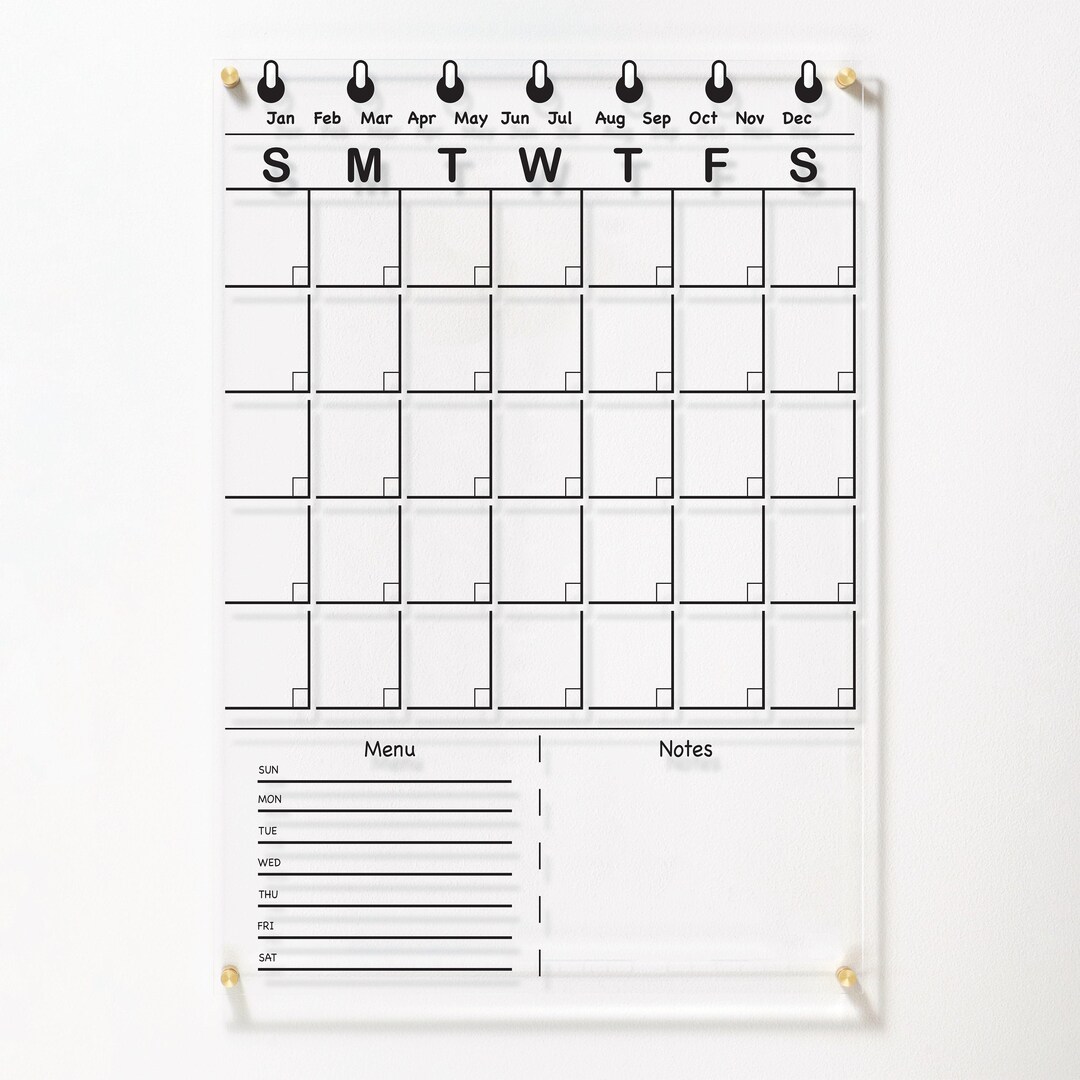 Large Acrylic Calendar With Wire Design Dry Erase Planner Wall Calendar