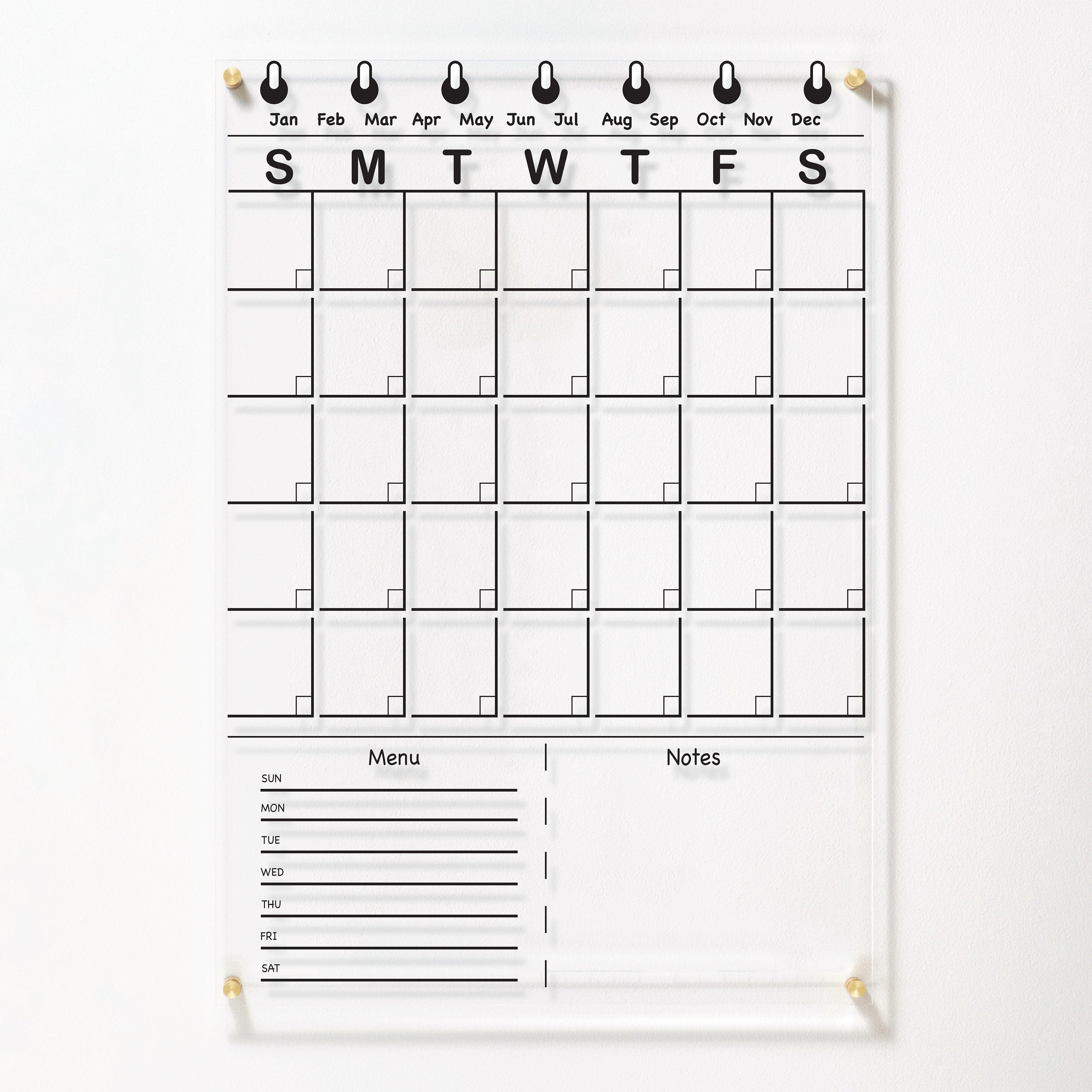 Large Acrylic Calendar With Wire Design Dry Erase Planner - Etsy Australia