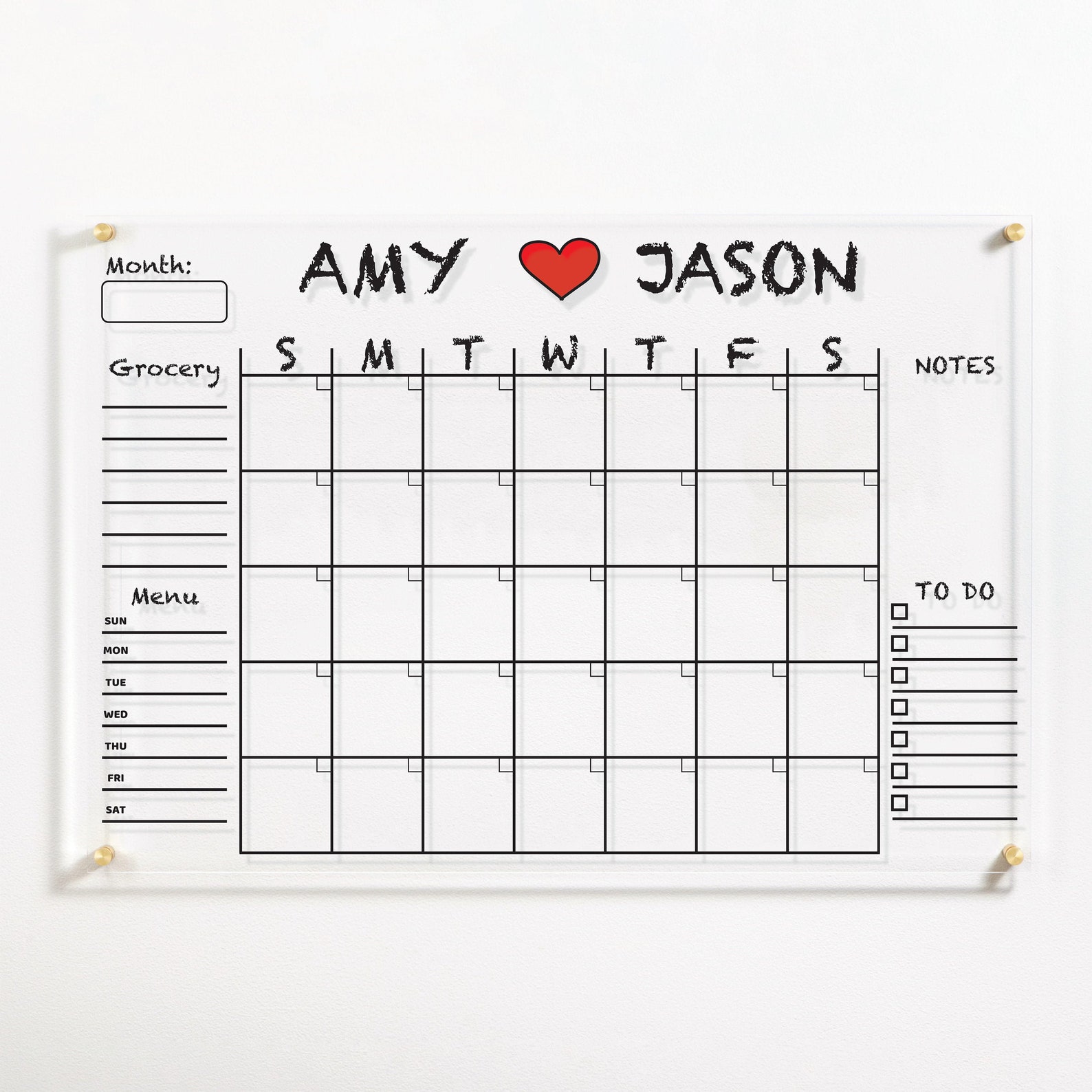 Acrylic Calendar Personalized Dry Erase Board Family Wall Etsy