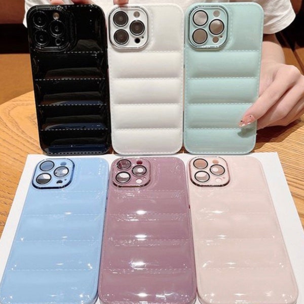 iPhone Puffer cases iPhone 12, 13, and 14 models mini pro max camera covering