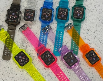 Apple Watch clear neon full band case bumper