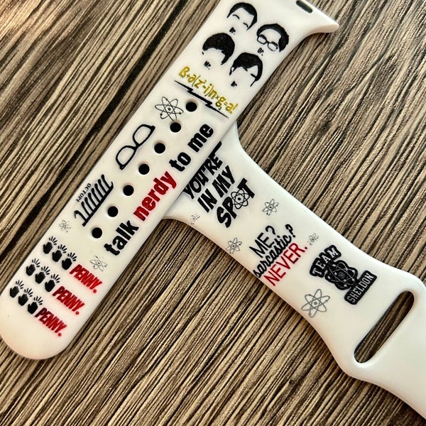 Apple Watch personalized custom big bang theory band series 1-8 SE Ultra sizes 38 40 41 42 44 45 49mm