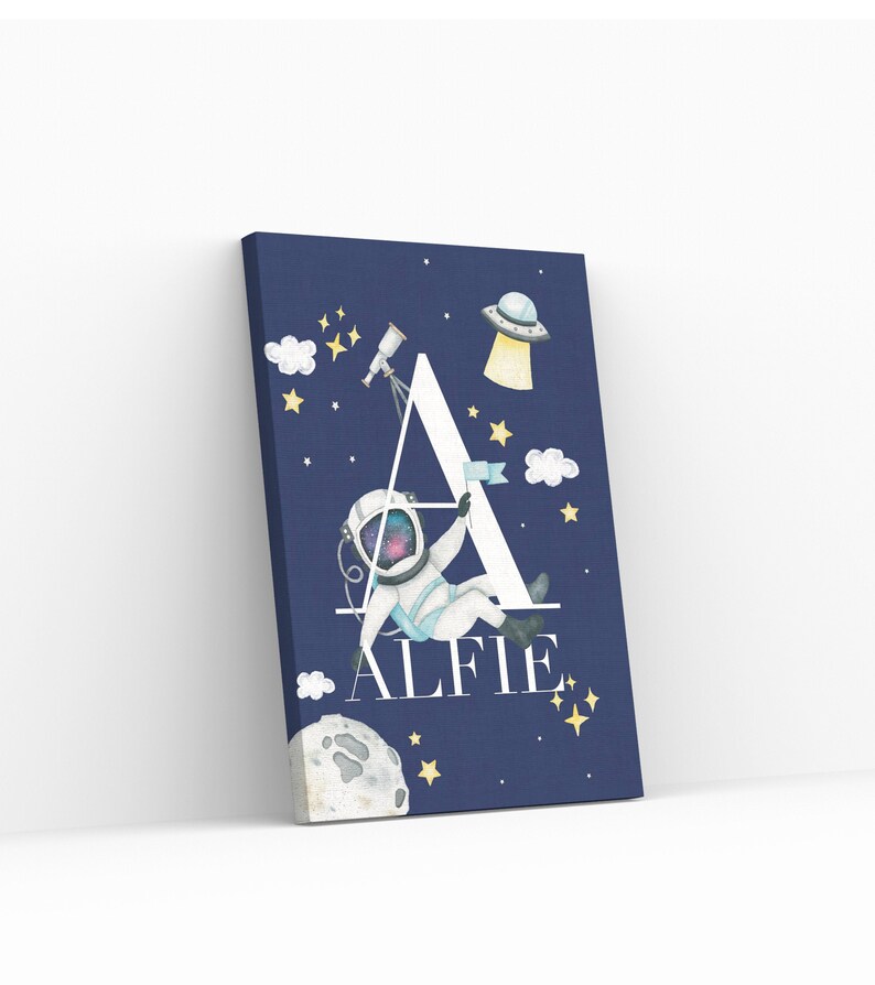 Personalised Space Themed Nursery Print, Nursery Name Wall Art, Space