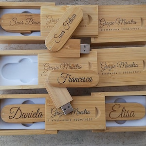 Pendrive / Houten USB-stick / USB-stick gegraveerd met logo of tekst / Gepersonaliseerde USB / Cadeau voor leraar / Feestgunst /