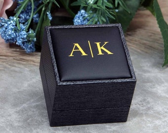 Monogram Grey Engagement Ring Box - Custom Ring Box - Great for proposals, weddings, anniversaries, engagements, birthdays ,gift for her