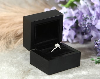 Black Wood Engagement Ring Box - Great for proposals, weddings, anniversaries, engagements, birthdays, gift for her - Proposal Ring Box