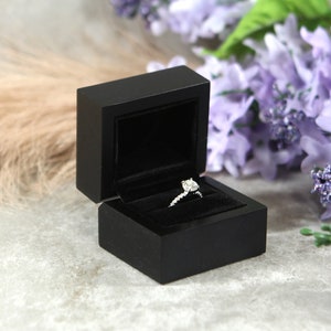 Black Wood Engagement Ring Box - Great for proposals, weddings, anniversaries, engagements, birthdays, gift for her - Proposal Ring Box
