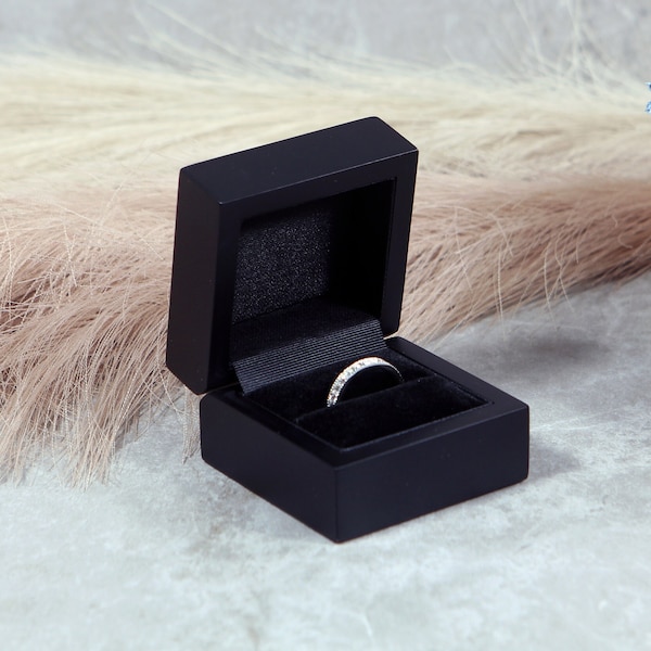 Black Engagement Ring Box - Great for proposals, weddings, anniversaries, engagements, birthdays, gift for her - Black Proposal Ring Box