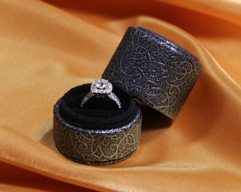 Tiny Vintage Engagement Ring Box, Proposal Ring Box, Ring box for gifts, Velvet Ring Box, Handmade Ring Box, Antique Ring Box - Single Slot
