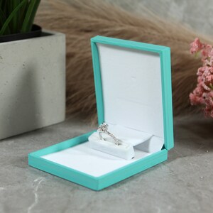 Slim Pocket Sized Light Blue Engagement Ring Box - Great for Proposals, Weddings, Anniversaries, Engagements, Birthdays ,Gift For Her