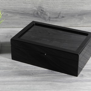 Personalized Gloss Black Watch Box Case - 10 Slots - Custom Engraved Watchbox - Great for Anniversary Gift, Christmas Gift, Father&#39;s Day