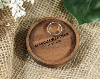 Personalized Name & Date Wood Ring Dish - Custom Wedding Gift - Engraved Ring Dish - Bridesmaid Gift - Wedding Gift