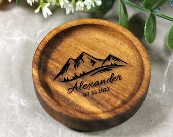 Personalized Mountain Wood Ring Dish, Custom Wedding Ring Dish, Engagement Ring Dish, Ring Holder, Couple Gifts, Bridesmaid Gift