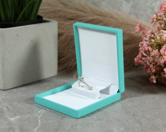 Slim Pocket Sized Light Blue Engagement Ring Box - Great for Proposals, Weddings, Anniversaries, Engagements, Birthdays ,Gift For Her