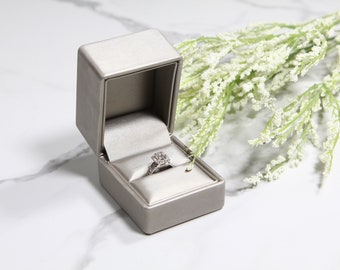 Silver Modern Engagement Ring Box - Great for proposals, weddings, anniversaries, engagements, birthdays ,gift for her