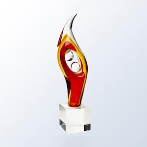 Custom Engraved Compassion Art Glass Award Trophy ,Abstract Glass Sculpture, Art Glass Decor, Great for Home Decor and Award Ceremonies
