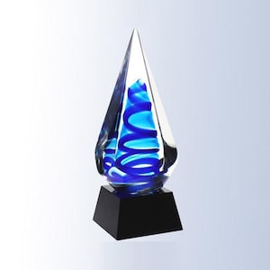 Custom Engraved Blue Art Glass Award ,Abstract Heart Glass Sculpture, Glass Sculpture ,Art Glass Decor, Great for Home Decor