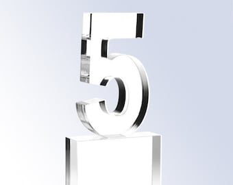 Custom Engraved Acrylic Number 5 Award - Engraved Award - 5 Year Award