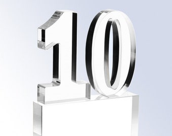 Custom Engraved Acrylic Number 10 Award - Engraved Award - 10 Year Award