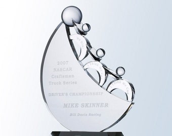 Custom Engraved Team Award - Crystal Award - Crystal Trophy - Abstract Crystal Award
