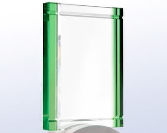 Modern Green Crystal Award - Custom Engraved Crystal Award - Glass Award - Personalized Award - Corporate Award Gift