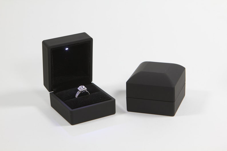 Black Engagement Ring Box With LED Light Great for Etsy
