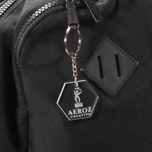 custom engraved hexagon acrylic keychain