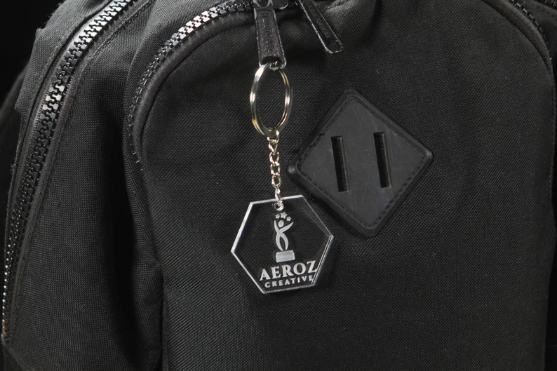 custom engraved hexagon acrylic keychain